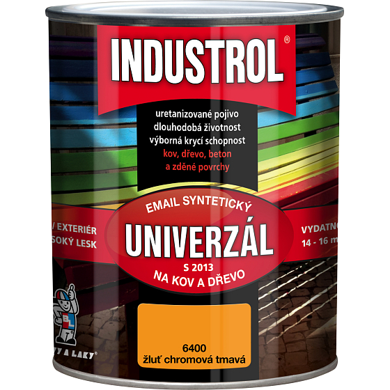 Industrol S2013 univerzál lesk vrchní barva na kov a dřevo, 6400 ciemnochromowa żółć, 750 ml