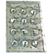 Srebrne dzwonki w pudełku 2 cm, 12 sztuk