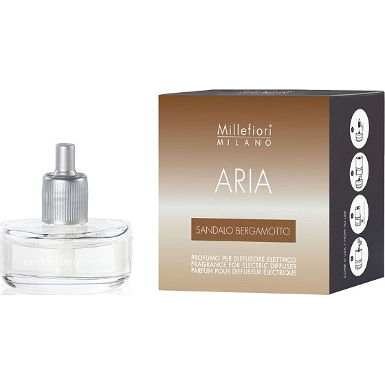 Millefiori Milano Aria Sandalo Bergamotto - Santálové dřevo a bergamot náplň do elektrického difuzéru voní 6-8 týdnů 20 ml