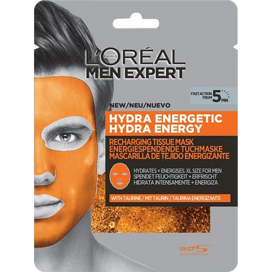 Loreal Paris Men Expert Hydra Energy nawilżająca i energetyzująca maska do twarzy dla mężczyzn 30 g
