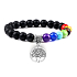 Bransoletka elastyczna Drzewo Życia + Onyx, kamień naturalny, kuleczka 8 mm / 16 - 17 cm, kamień żywotny szary