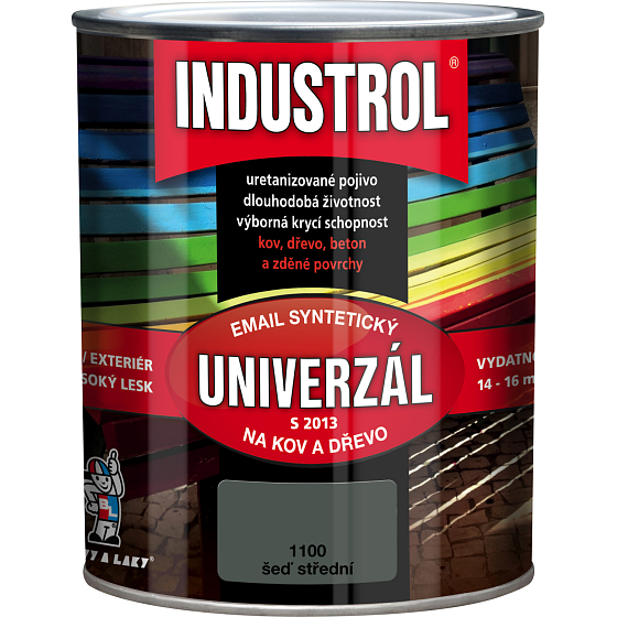 Industrol S2013 uniwersalny błyszczący lak do metalu i drewna, 1100 szarość średnia, 600 ml