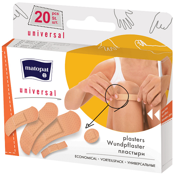 Matopat Universal uniwersalne plastry z poduszeczką 5 różnych rozmiarów 20 sztuk