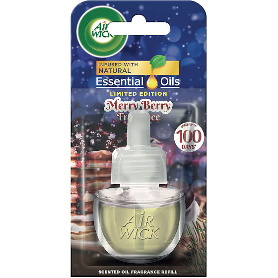 Air Wick Essential Oils Merry Berry - Vůně zimního ovoce elektrický osvěžovač náhradní náplň 19 ml
