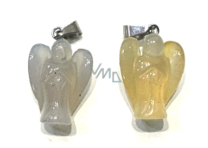 Achat szary, jasny Anioł stróż, przywieszka naturalny kamień ręcznie szlifowany 2 - 2,2 cm