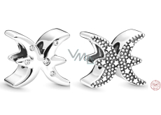 Zawieszka ze srebra próby 925 znak zodiaku Ryby, koralik do bransoletki