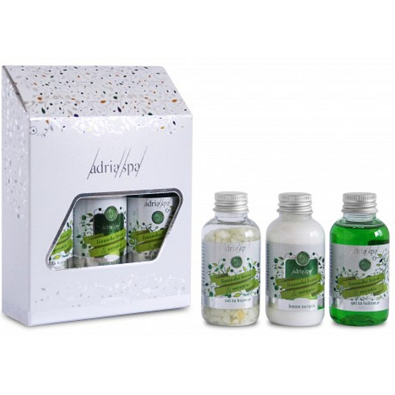 Adria Spa Citronová tráva & Pomeranč Intenzivní sprchový gel 50 ml +sůl do koupele 50 ml + tělové mléko 50 ml, Cestovní mini sada