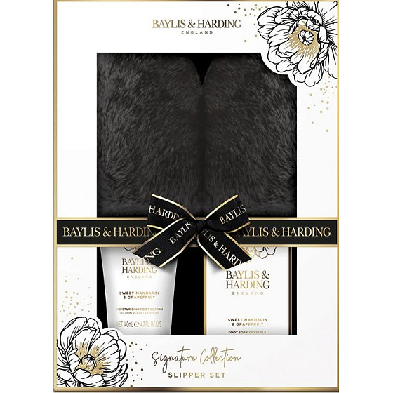Baylis & Harding Słodka mandarynka i Grejpfrut mleko do stóp 140 ml + kryształki do kąpieli 100 g + kapcie, kosmetyczny zestaw dla kobiet