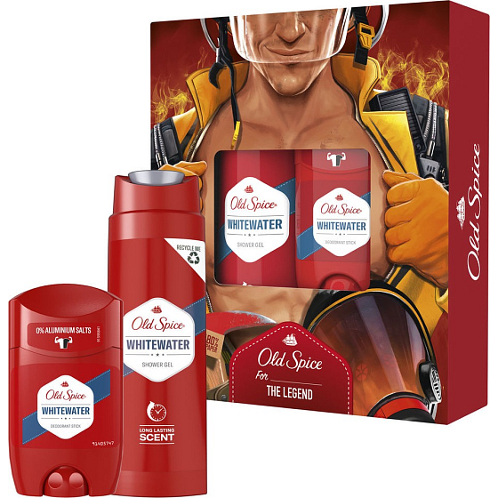 Old Spice White Water Fireman sprchový gel 250 ml + deodorant stick 50 ml, kosmetická sada pro muže