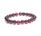 Granat czerwony bransoletka elastyczna, kuleczka 8 mm / 16 - 17 cm, kamień ognia, miłości