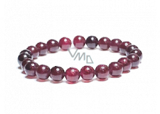 Granat czerwony bransoletka elastyczna, kuleczka 8 mm / 16 - 17 cm, kamień ognia, miłości