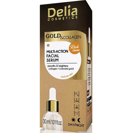 Delia Cosmetics Gold & Collagen pleťové sérum proti vráskám 30 ml
