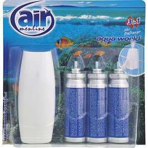 Air Menline Aqua World odświeżacz powietrza rozpylacz i wkład 3× 15 ml