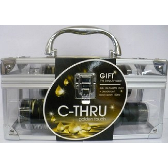 C-Thru Golden Touch toaletní voda 75 ml + deodorant sprej 150 ml + plexi kufřík, pro ženy dárková sada
