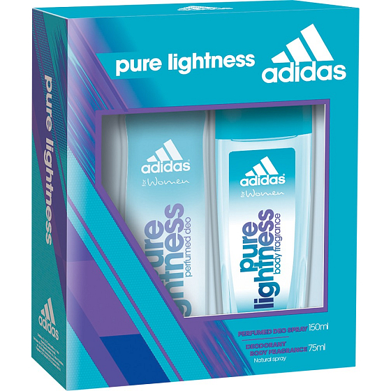 Adidas Pure Lightness parfémovaný deodorant sklo pro ženy 75 ml + deodorant sprej pro ženy 150 ml, kosmetická sada