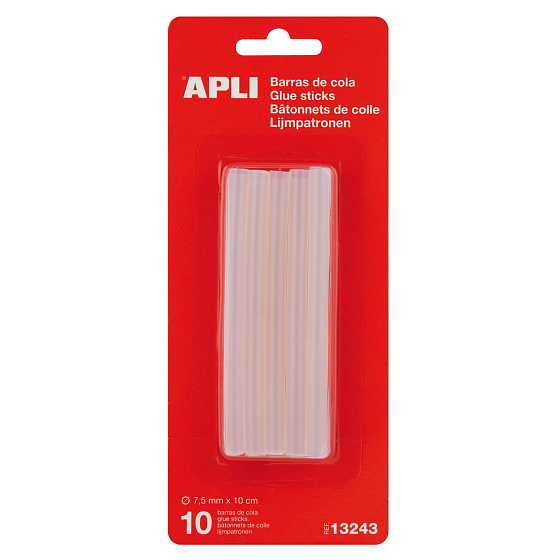 Apli Klejowe laski 7,5 mm x 10 cm, przezroczyste 10 sztuk