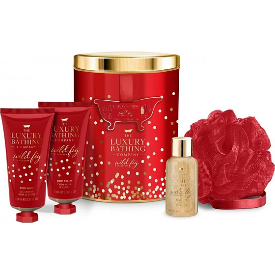 Grace Cole Decadence sprchový gel 100 ml + tělové mléko 100 ml + pěna do koupele 50 ml + mycí žínka + plechová dóza, kosmetická sada