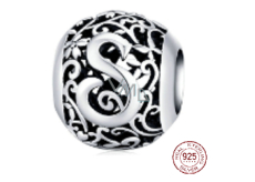 Charm Srebrna 925 Magiczna abeceda litera S z kwiatami, koralik na bransoletkę