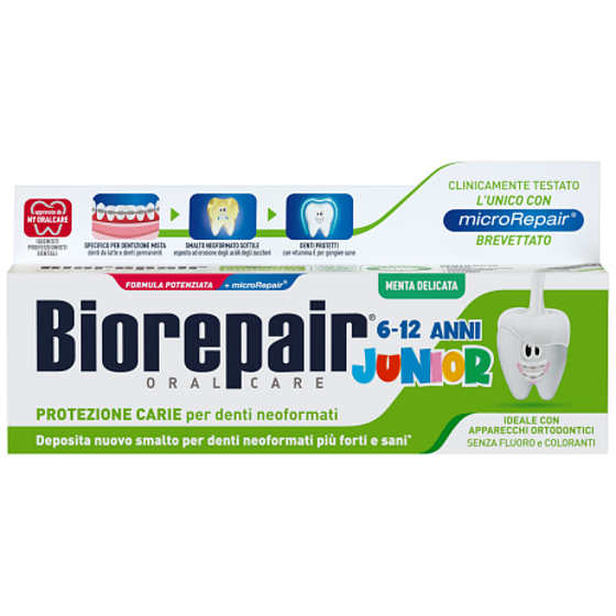 Biorepair Junior Pasta do zębów o miętowym smaku dla dzieci 6-12 lat 75 ml