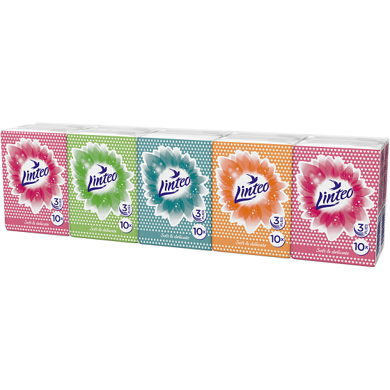 Linteo Mini papírové kapesníky 3 vrstvé 10 x 10 kusů
