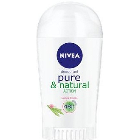 Nivea Pure & Natural Action s vůní lotosu antiperspirant deodorant stick pro ženy 40 ml