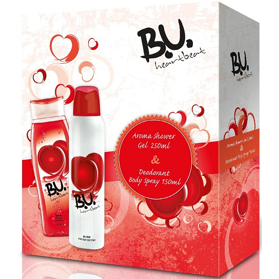 B.U. Heartbeat deodorant sprej 150 ml + sprchový gel 250 ml, dárková sada pro ženy