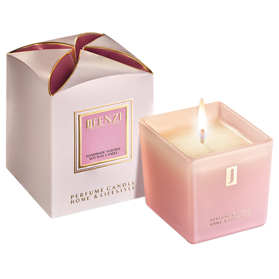 jFenzi Desso Mon Amie Świeca sojowa o zapachu Hugo Boss Ma Vie Pour Femme Ręcznie wykonana różowa 200 g