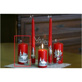 Lima Relief zimní kostelík svíčka červená válec 50 x 100 mm 1 kus