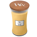 WoodWick Oat Flower - Ovesný květ vonná svíčka s dřevěným knotem a víčkem sklo velká 609 g