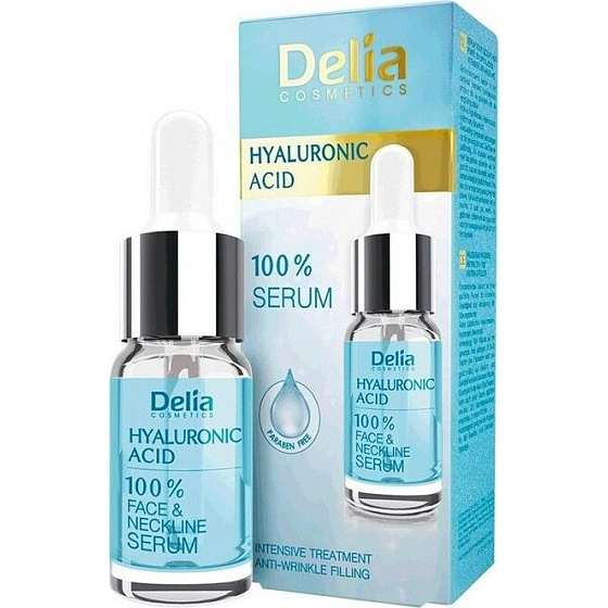 Delia Cosmetics 100% sérum na obličej a dekolt s kyselinou hyaluronovou 10 ml