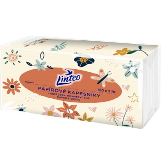 Linteo chusteczki papierowe białe 2 warstwowe 180 sztuk w pudełku