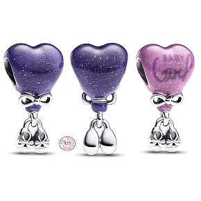 Zawieszka ze srebra 925 Serce i Buciki, Baby Girl - dziewczynka, koralik do bransoletki rodzina