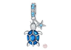 Charm Srebrna żółw 925 + morska gwiazda 2w1, zawieszka na bransoletkę zwierzę