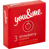 You & Me Strawberry przezroczysty lubrykowany prezerwatywa o zapachu truskawek, 3 szt.