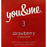 You & Me Strawberry průhledný lubrikovaný kondom s vůní jahod 3 kusy
