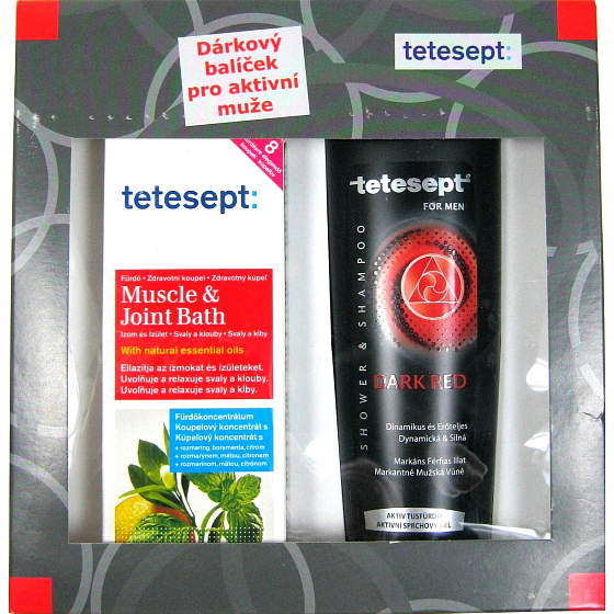 Tetesept Svaly a klouby Rozmarýn + Kafrový koupelový olej koncentrát 125 ml + Dark Red sprchový gel pro muže 250 ml kosmetická sada