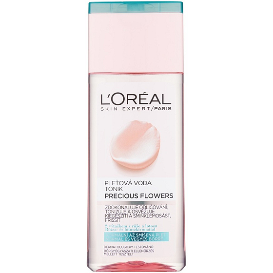 Loreal Paris Precious Flowers pleťová voda tonik s výtažkem z růže a lotous normální až smíšená pleť 200 ml