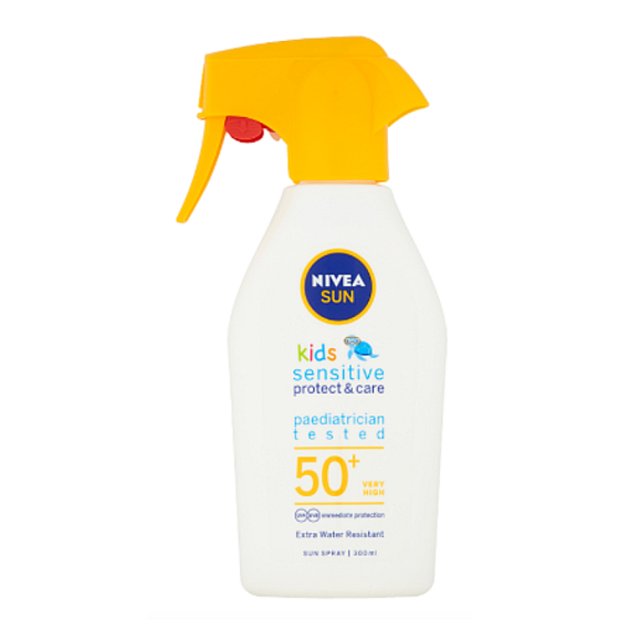 Nivea Sun Kids F50+ Sensitive opalovací voděodolný neparfémovaný sprej 300 ml