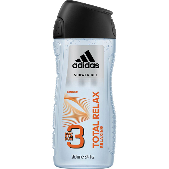 Adidas Total Relax 3v1 sprchový gel na tělo, tvář a vlasy pro muže 250 ml
