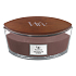 WoodWick Stone Washed Suede - Sepraný semiš vonná svíčka s dřevěným širokým knotem a víčkem sklo loď 453 g