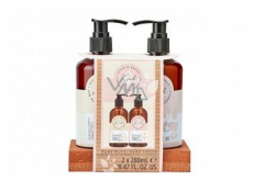 Sunkissed Hand Wash Set 95% Natural Kind żel do mycia rąk 280 ml + mleko do rąk 280 ml + sosnowa taca, zestaw kosmetyczny dla kobiet