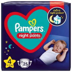 Pampers Night Pants velikost 4, 9 - 15 kg plenkové kalhotky 25 kusů