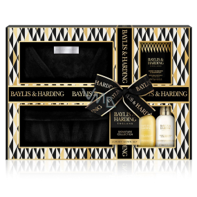 Baylis & Harding Mandarynka i Grejpfrut żel pod prysznic 100 ml + mleczko do rąk i ciała 100 ml + sól do kąpieli 75 g + luksusowy miękki szlafrok damski 1 sztuka, zestaw kosmetyczny dla kobiet