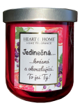 Heart & Home Sěží grep i czarny ryżóż z sojowym zapachem świeczki z napisem Jesteś jedyna 110 g