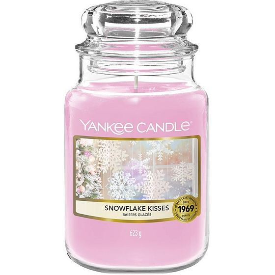 Yankee Candle Snowflake Kisses - Pocałunki płatków śniegu świeca zapachowa Classic duże szkło 623 g