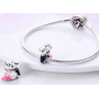 Charm Srebrna 925 Urocza Para, koralik na bransoletkę miłość