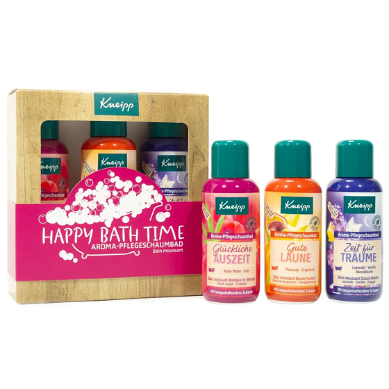 Kneipp Szczęśliwa kąpiel czas snu pianka do kąpieli 100 ml + Dobry nastrój pianka do kąpieli 100 ml + Stare dobre czasy pianka do kąpieli 100 ml, zestaw kosmetyczny