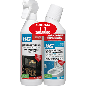 HG czyszczacz szyb kominkowych i szklanych drzwiczek kominków i piecy, 500 ml + HG żel higieniczny do toalety 500 ml gratis
