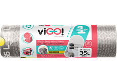 viGO! Premium worki na odpady wyciągane, 26 µ, 54 × 62 cm, 35 l, 15 sztuk