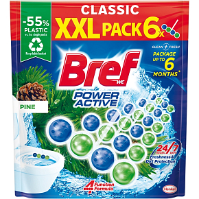 Bref Power Aktiv Pine twardy blok do toalety, 6 × 50 g
